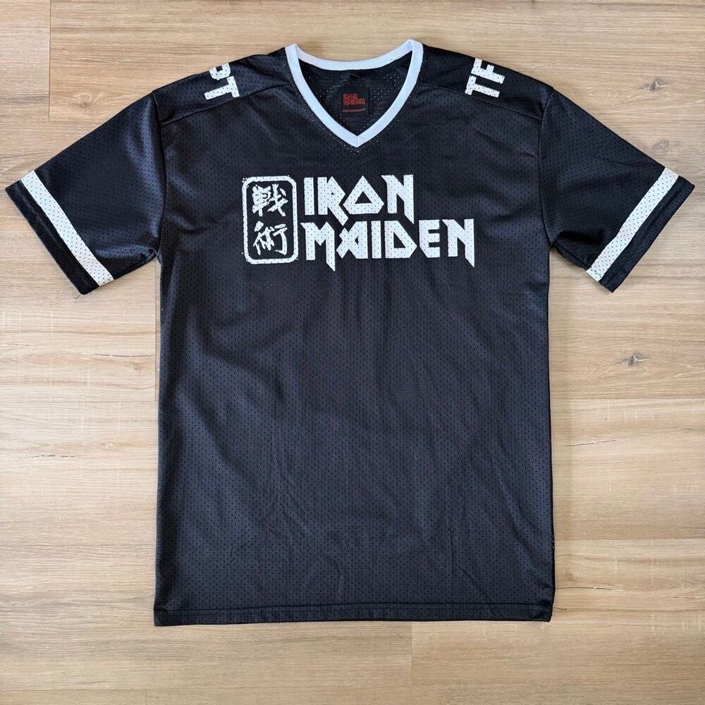 Iron Maiden Men’s Black The Future Past 2024 Tour Kanji Football Jersey Size M